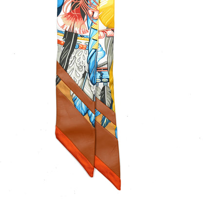 Hermes Silk Lambskin Danse Pacifique Twilly Jaune D'Or Kaki Orange 2 of 4