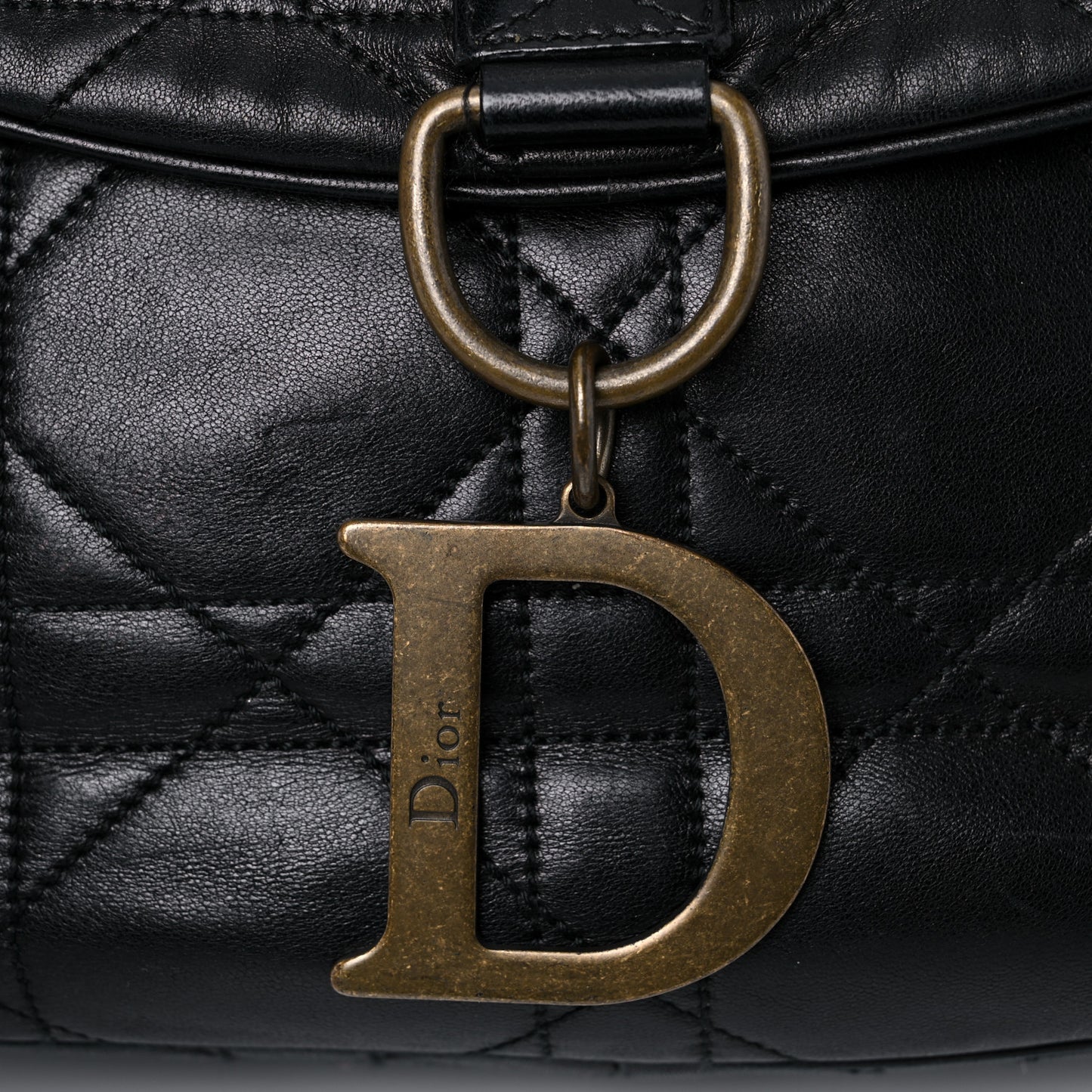 Lambskin Cannage Flap Messenger Bag Black
