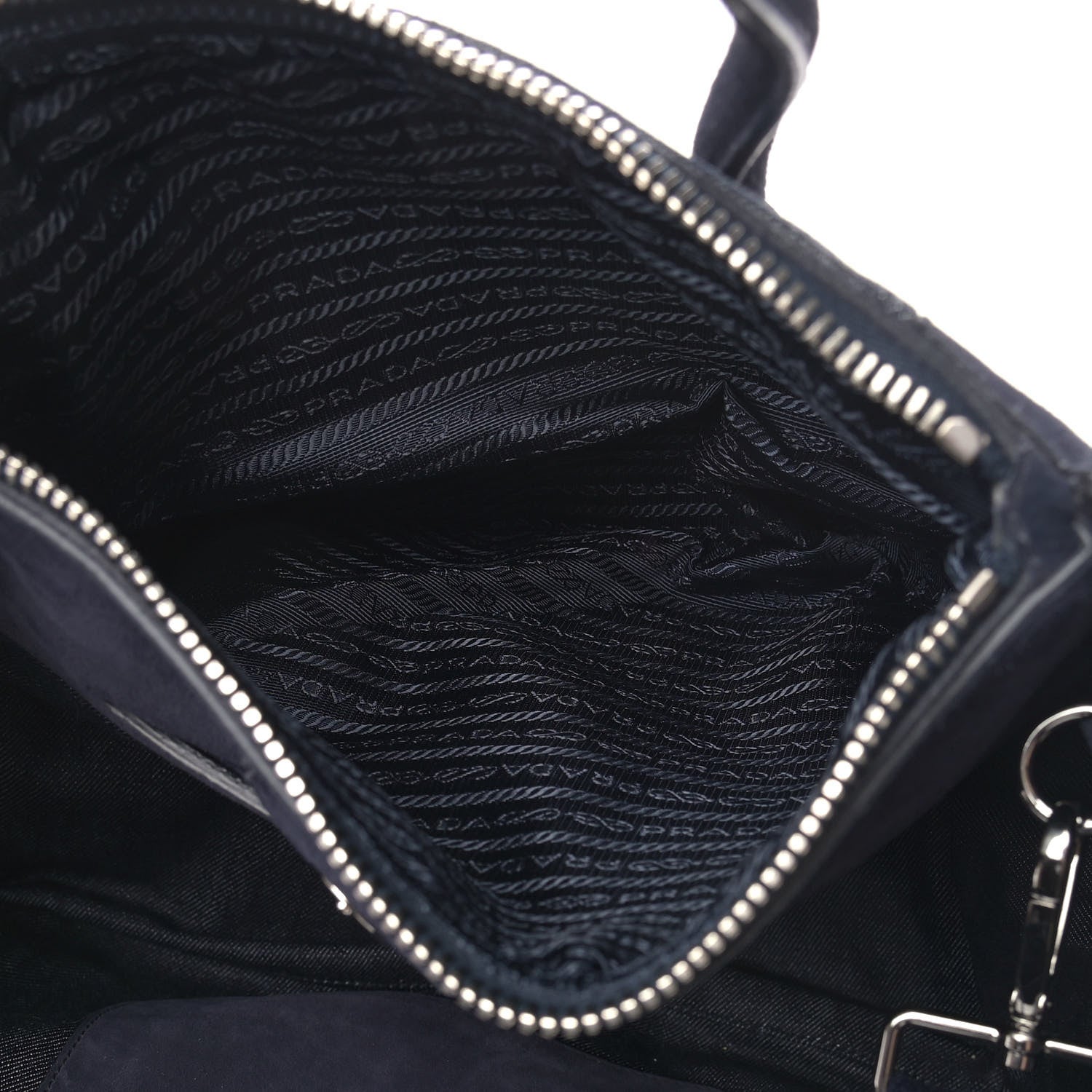 Prada Denim Suede Scamosciato Twin Pocket Tote Bleu 6 of 17