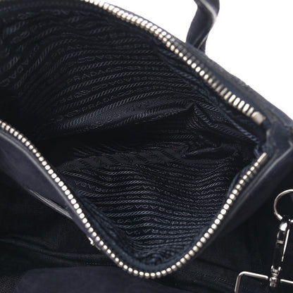 Prada Denim Suede Scamosciato Twin Pocket Tote Bleu 6 of 17