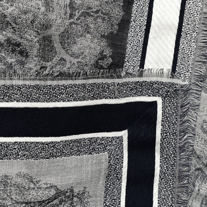 Christian Dior Cashmere Toile De Jouy Poncho Grey 4 of 5