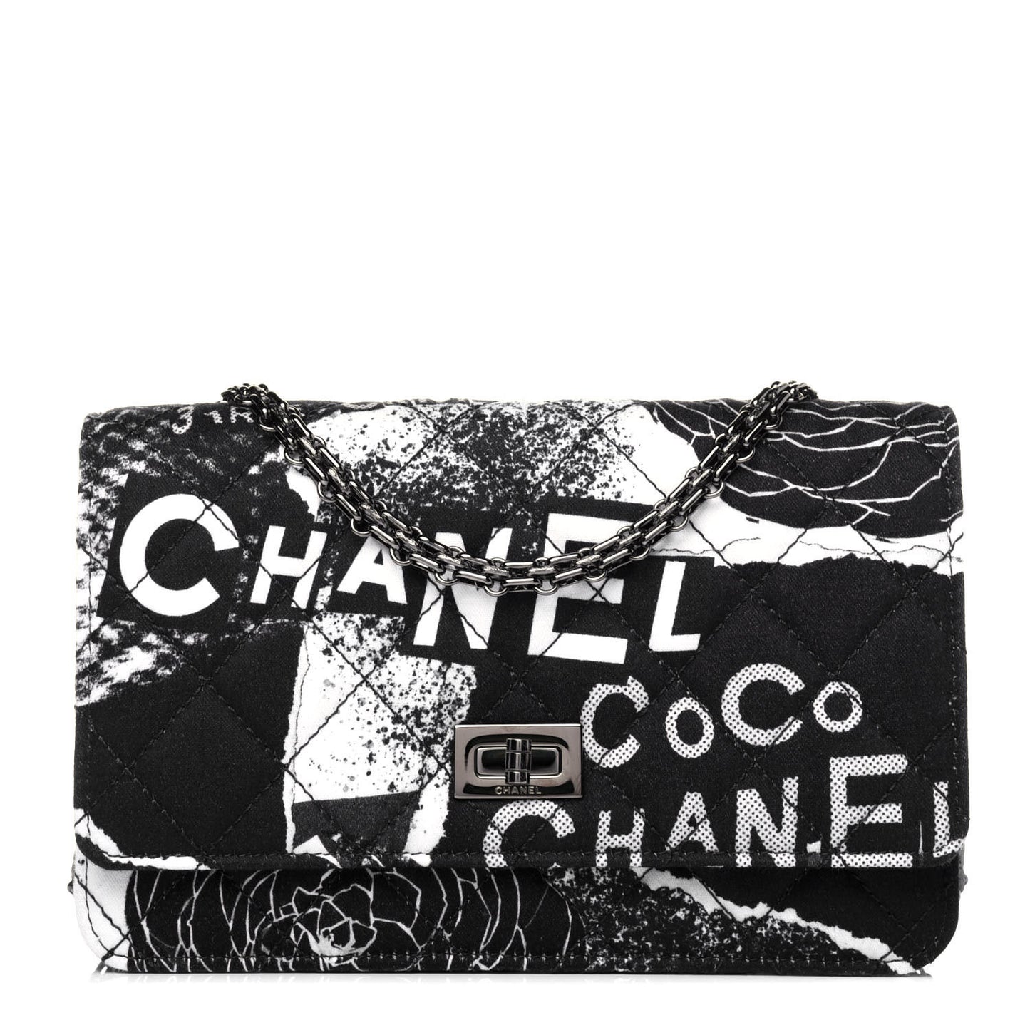 Canvas Printed Quilted 2.55 Reissue Wallet On Chain WOC White Black Navy Blue