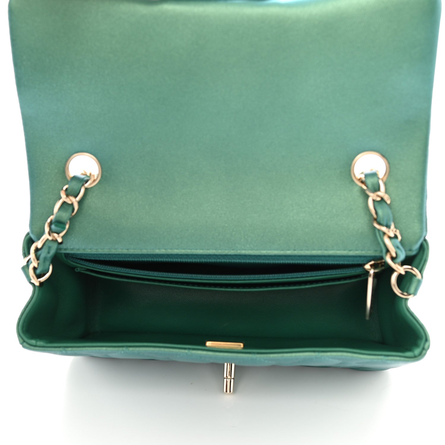 Chanel Iridescent Calfskin Quilted Mini Rectangular Flap Green 5 of 8