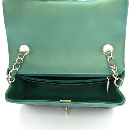 Chanel Iridescent Calfskin Quilted Mini Rectangular Flap Green 5 of 8