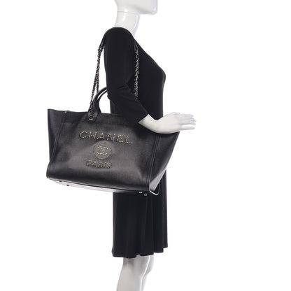 Chanel Caviar Large Studded Deauville Tote Black 2 of 12