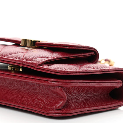 Chanel Caviar Quilted Pocket Twins Clutch With Chain Burgundy 12 of 13