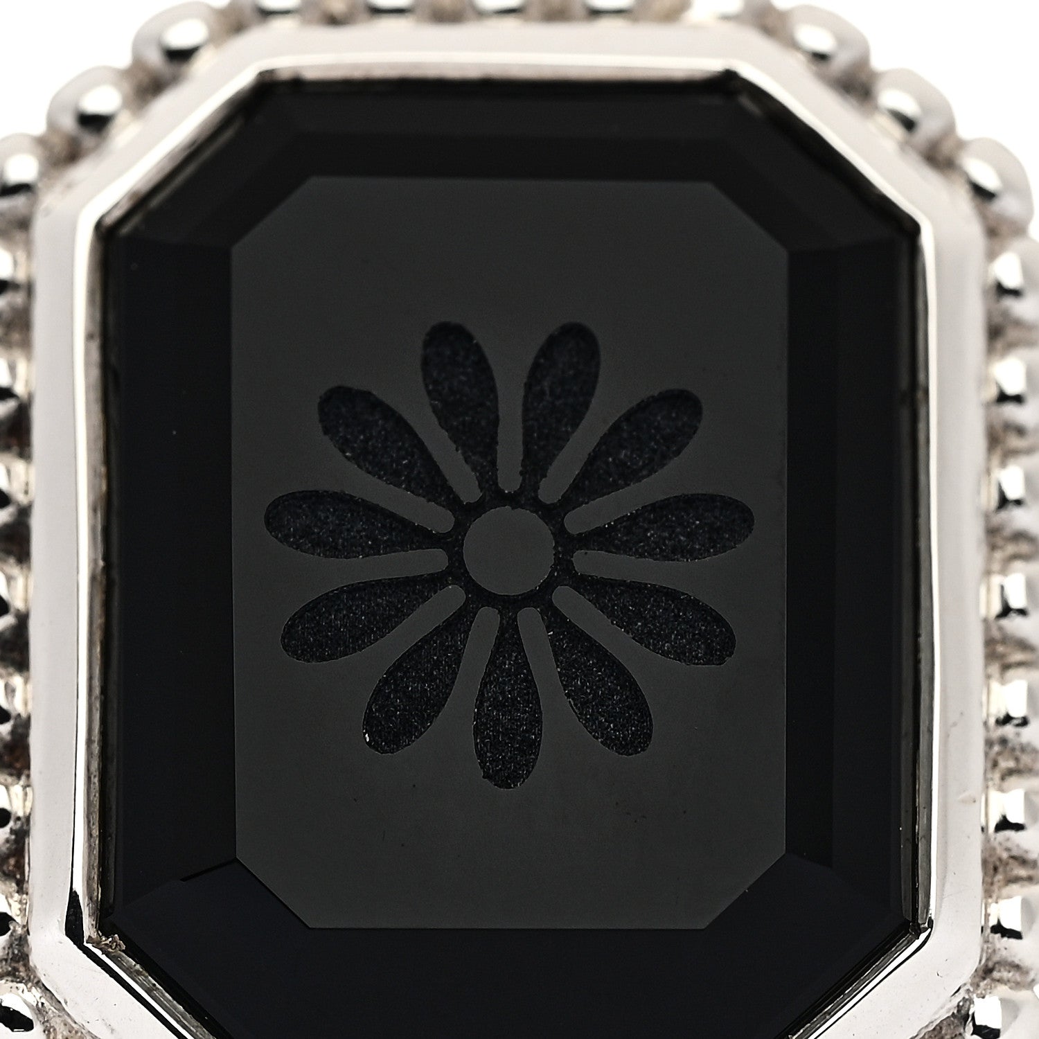 Tiffany Sterling Silver Black Onyx Ziegfeld Daisy Ring 55 7.25 5 of 6