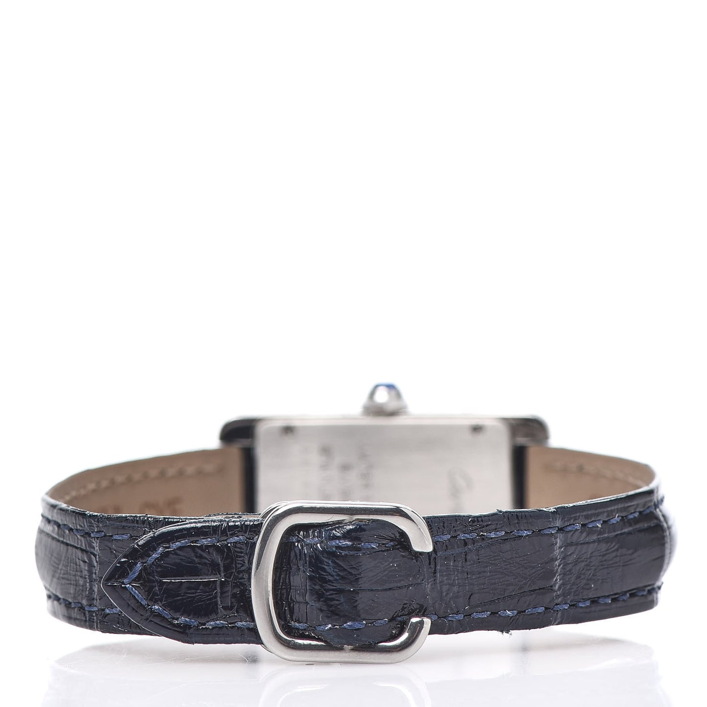 Stainless Steel Alligator 19mm Tank Americaine Quartz Watch Blue