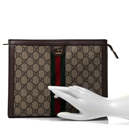 Gucci GG Supreme Monogram Web Ophidia Pouch Brown 2 of 9