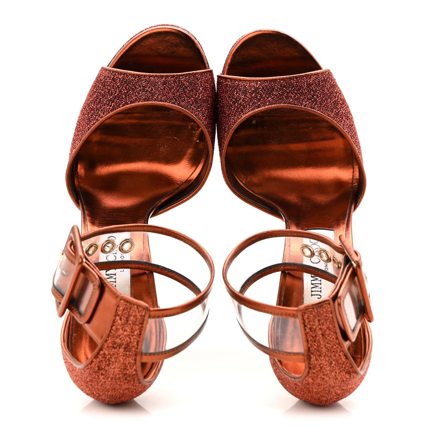 Jimmy Choo Metallic Lurex Perspex Mayner 130 Platform Sandals 38