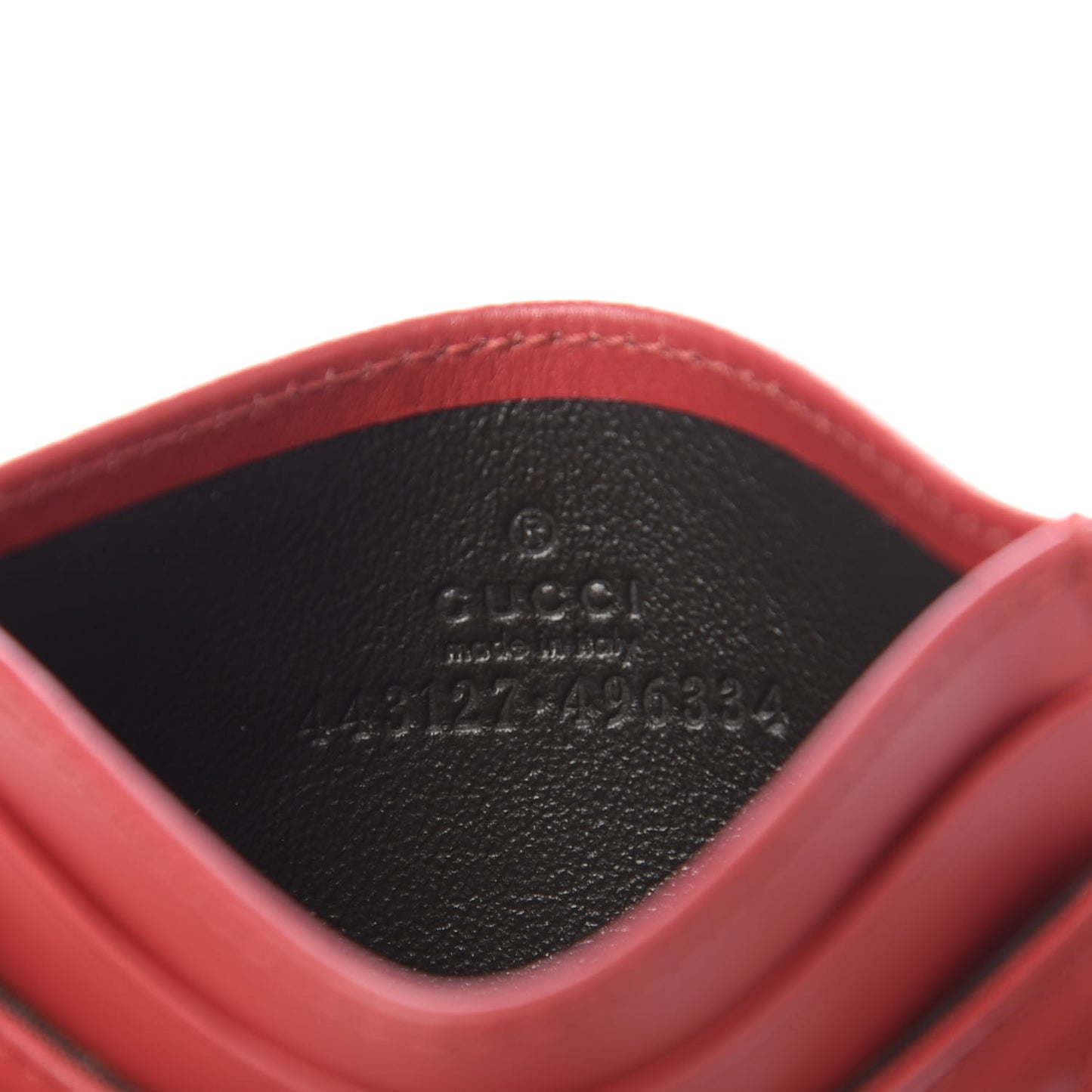 Calfskin Matelasse GG Marmont Card Holder Hibiscus Red