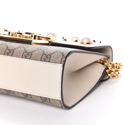Gucci GG Supreme Monogram Studded Small Padlock Shoulder Bag White 10 of 16