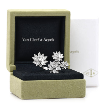 Van Cleef & Arpels 18K White Gold Diamond Lotus Between The Finger 4 Flowers Ring 52 6 5 of 5