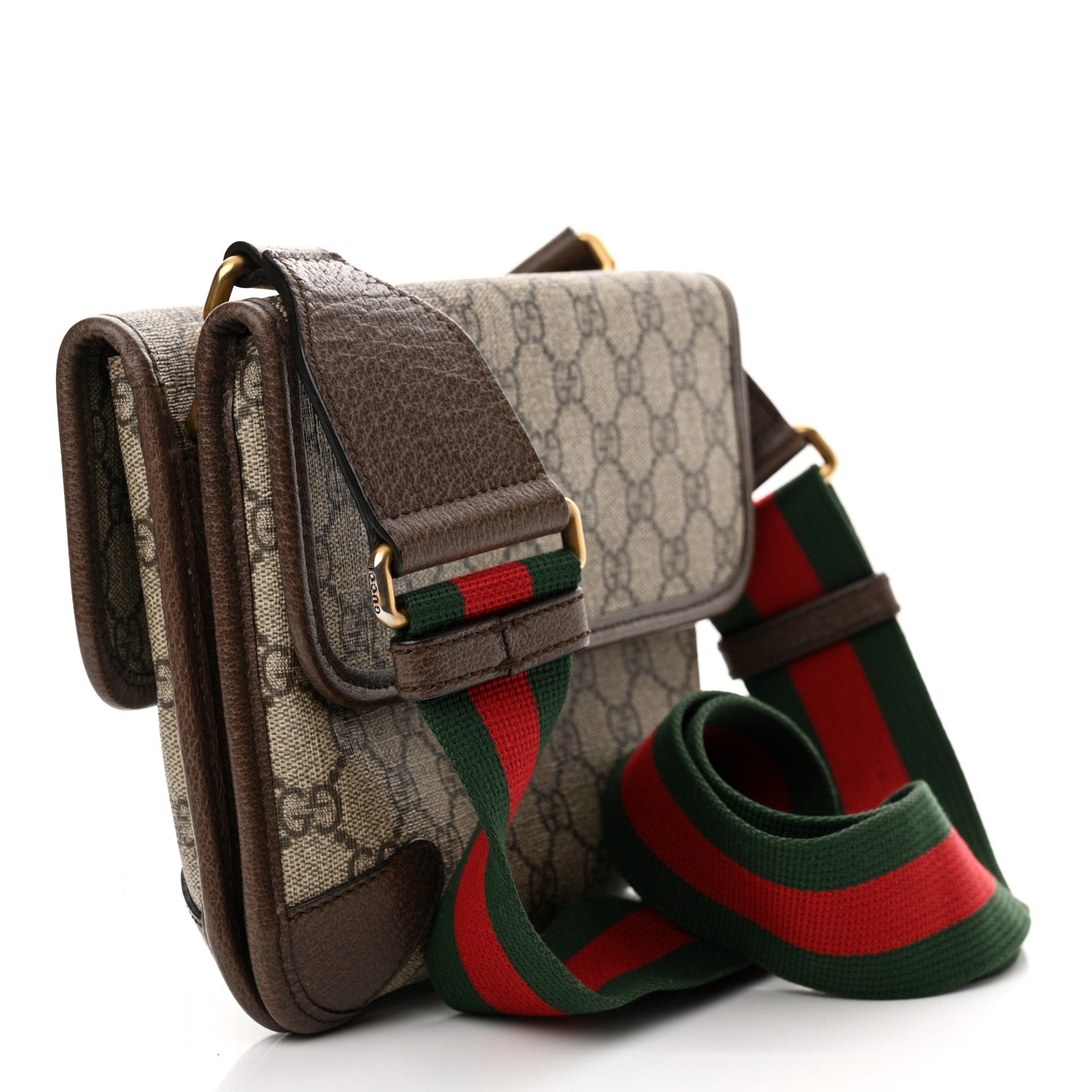 Gucci GG Supreme Monogram Web Small Neo Vintage Double Flap Messenger Bag Beige New Acero 3 of 12