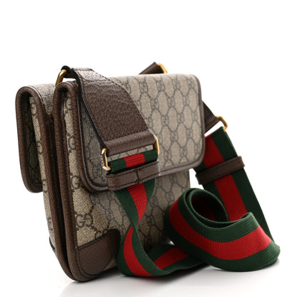 Gucci GG Supreme Monogram Web Small Neo Vintage Double Flap Messenger Bag Beige New Acero 3 of 12