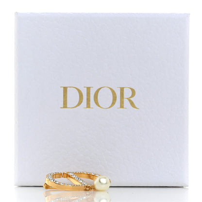 Christian Dior Crystal Pearl CD Logo Brooch Gold 4 of 4