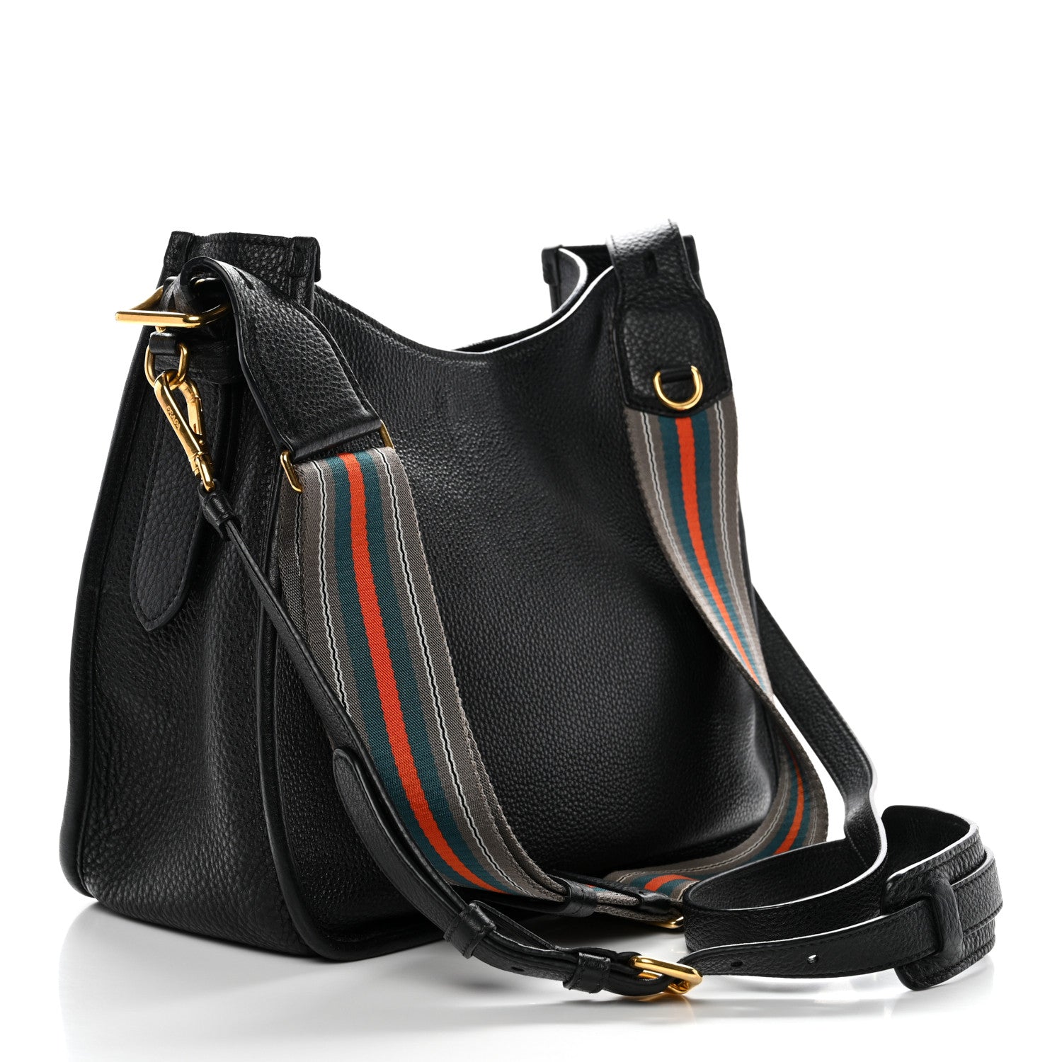 Prada Vitello Daino Hobo Messenger Bag Black 2 of 11