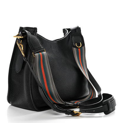 Prada Vitello Daino Hobo Messenger Bag Black 2 of 11
