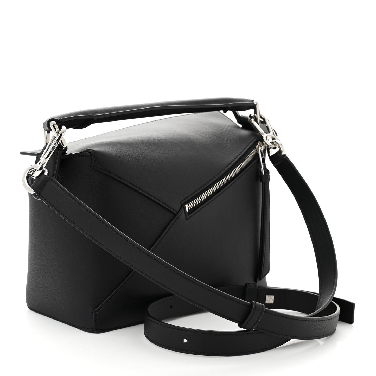 Calfskin Small Puzzle Edge Bag Black