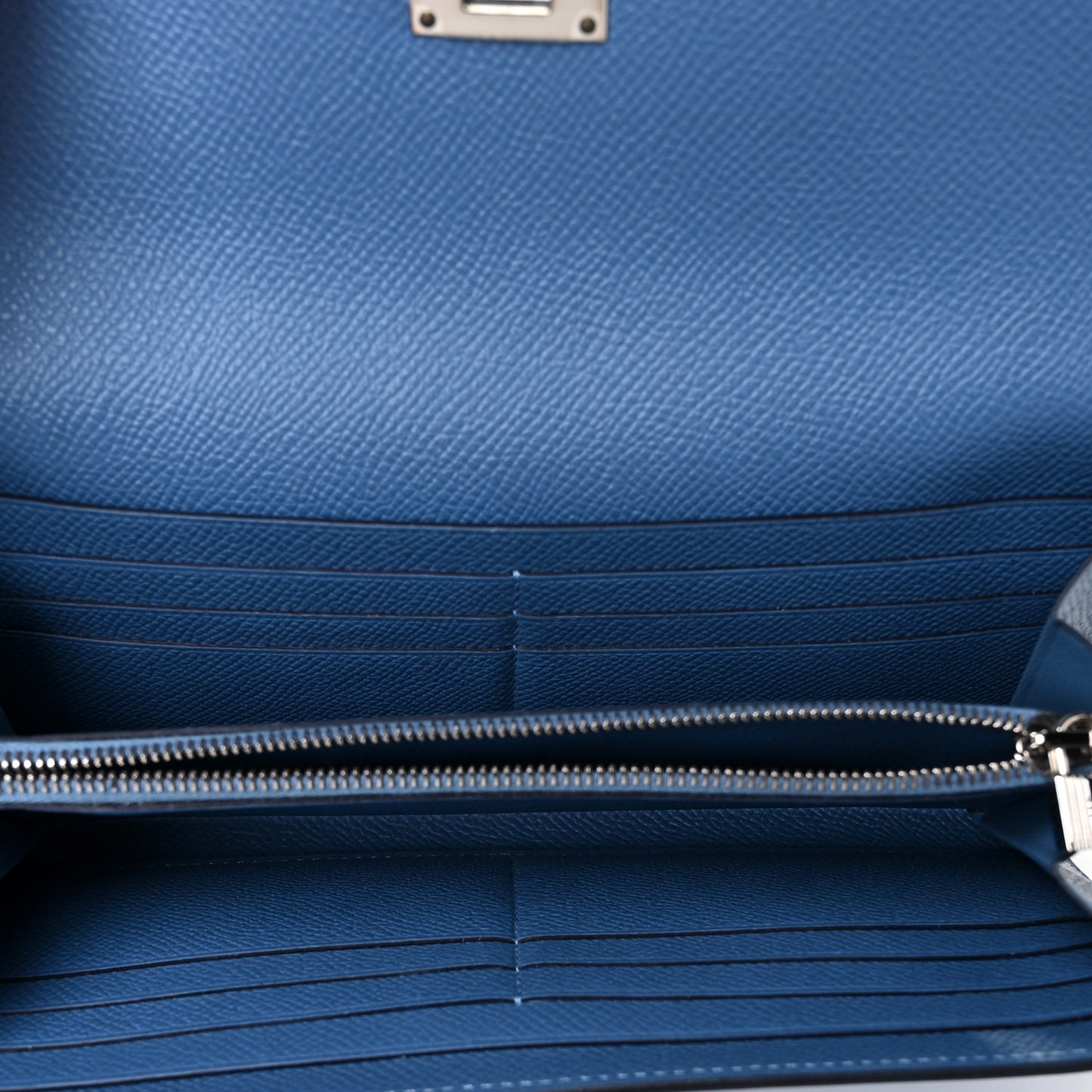Epsom Kelly Longue Wallet Bleu Azur