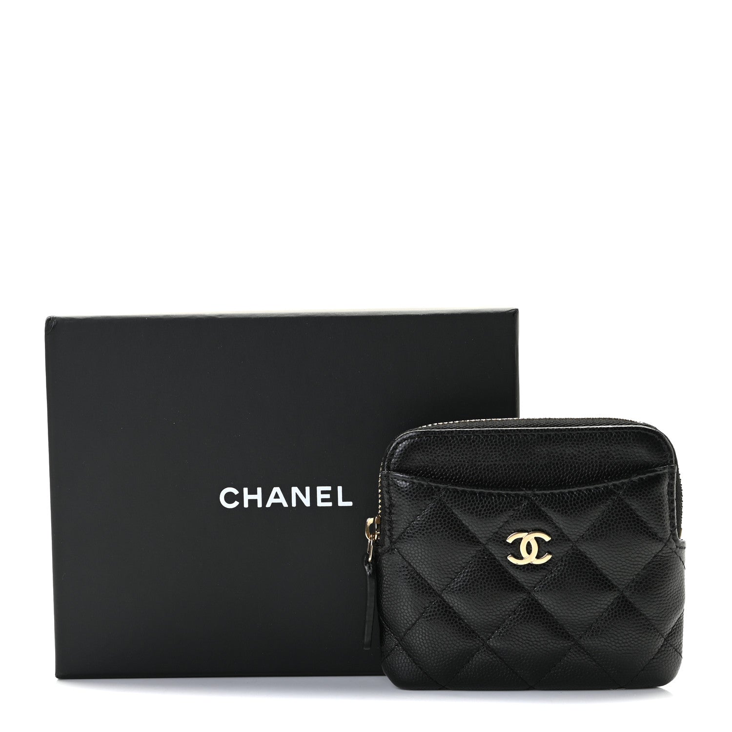 Chanel Caviar Quilted Zip Card Holder Wallet Black 7 of 7