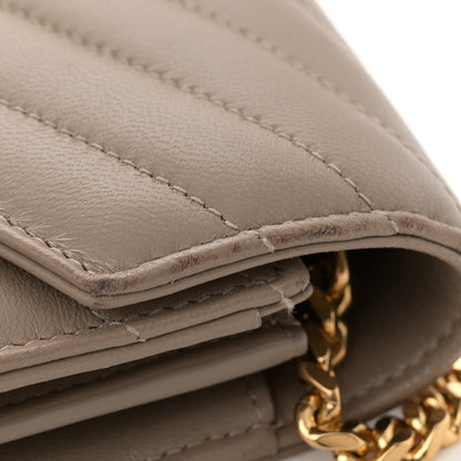 Saint Laurent Lambskin Matelasse Chevron Monogram Chain Wallet Dusty Grey 12 of 13