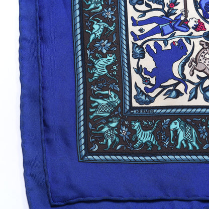 Hermes Silk Chasse En Inde Scarf 90 Gris Bleu dur Craie Aqua 4 of 4
