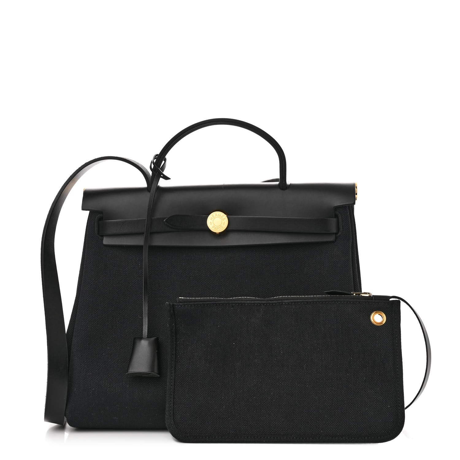 Hermes Military Toile Vache Hunter Herbag Zip PM 31 Black 3 of 13