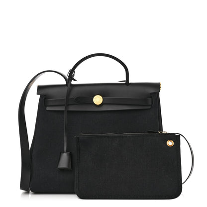 Hermes Military Toile Vache Hunter Herbag Zip PM 31 Black 3 of 13