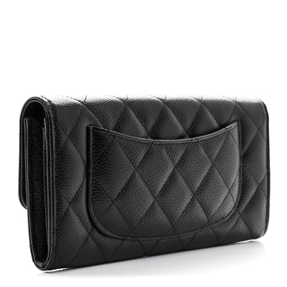Chanel Caviar Quilted Large Gusset Flap Wallet Black 3 of 9