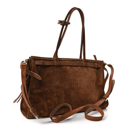 Prada Suede Large Bonnie Shoulder Bag Cacao 3 of 10