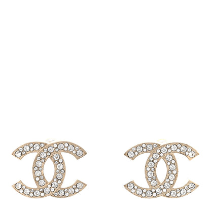 Chanel Crystal CC Large Stud Earrings Gold 1 of 4