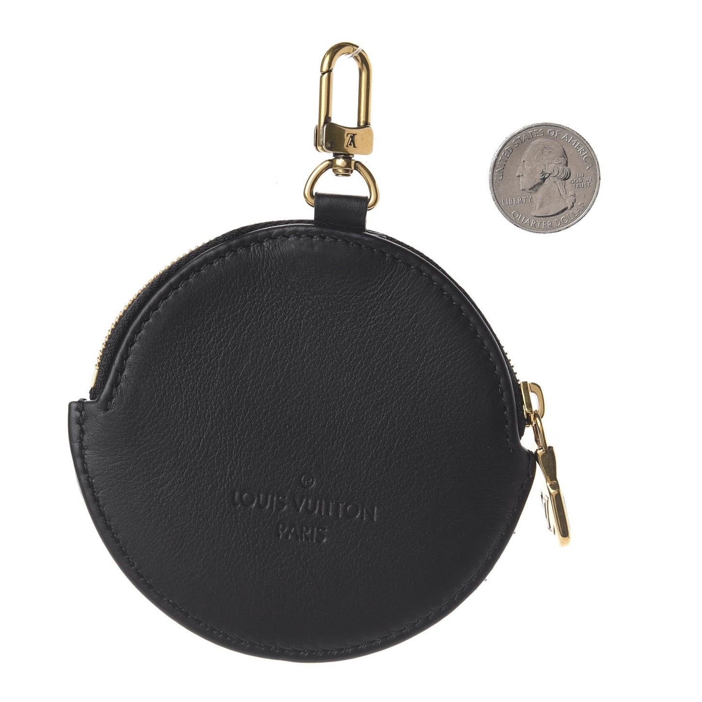 Calfskin New Wave Multi Pochette Round Coin Purse Black