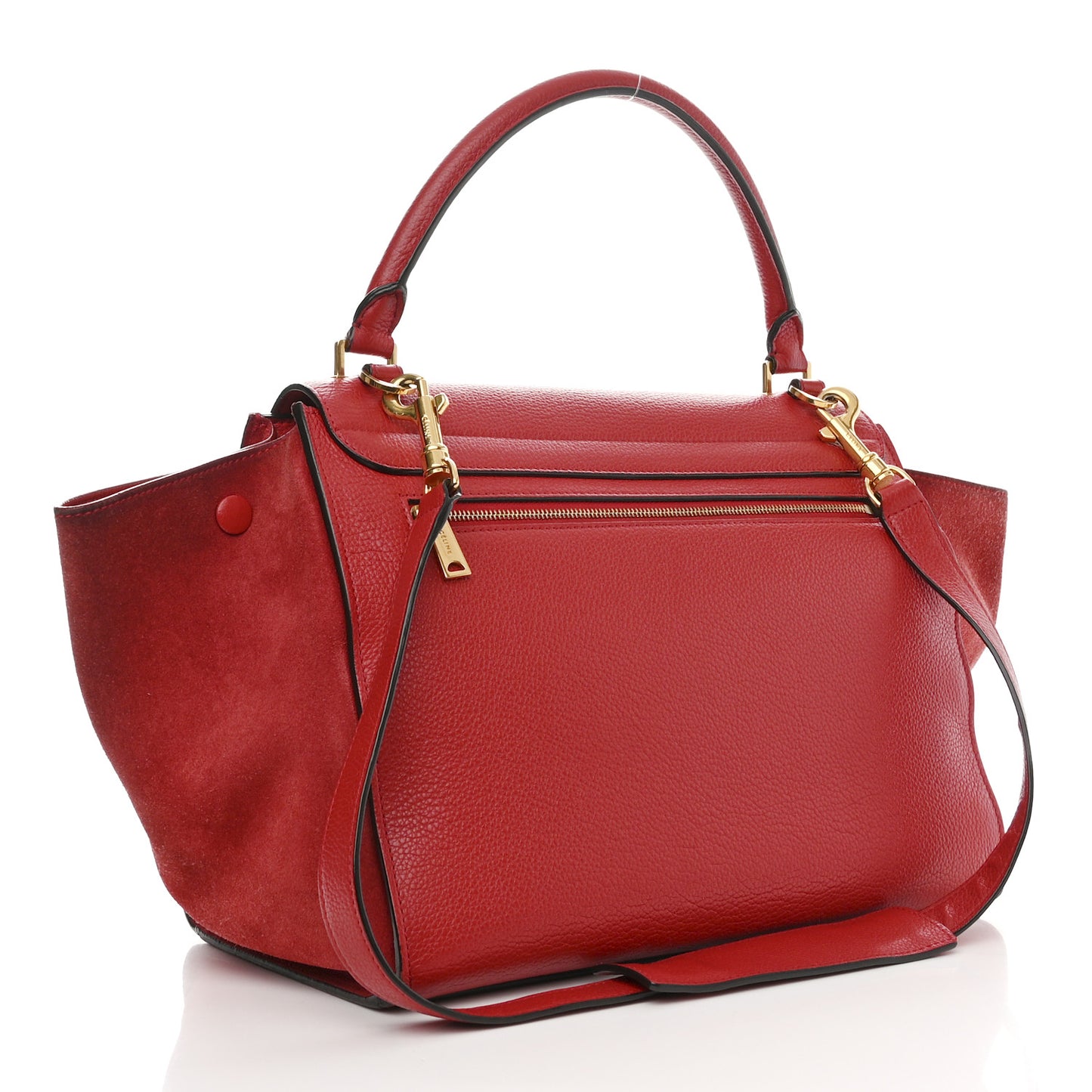 Drummed Calfskin Suede Medium Trapeze Coquelicot