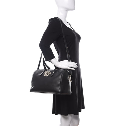 Versace Grained Calfskin Palazzo Bowler Black 2 of 10