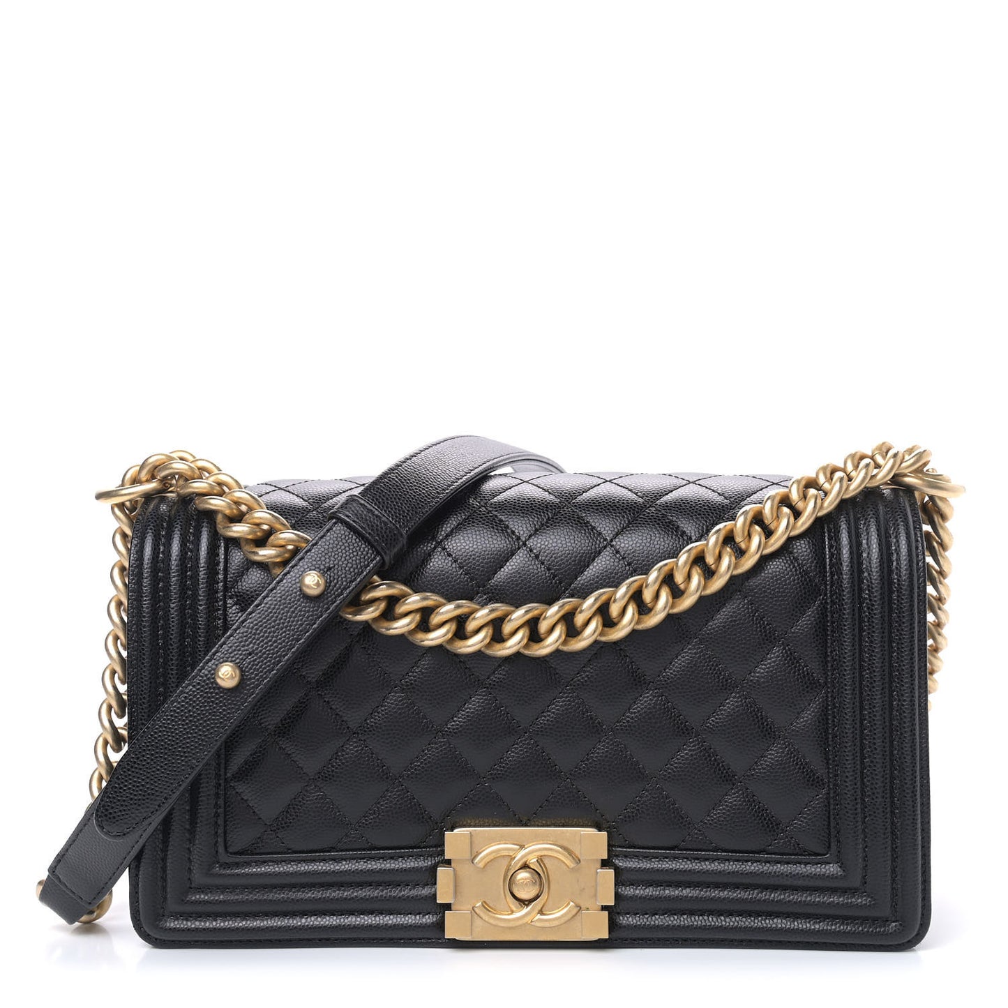Caviar Quilted Medium Boy Flap Black