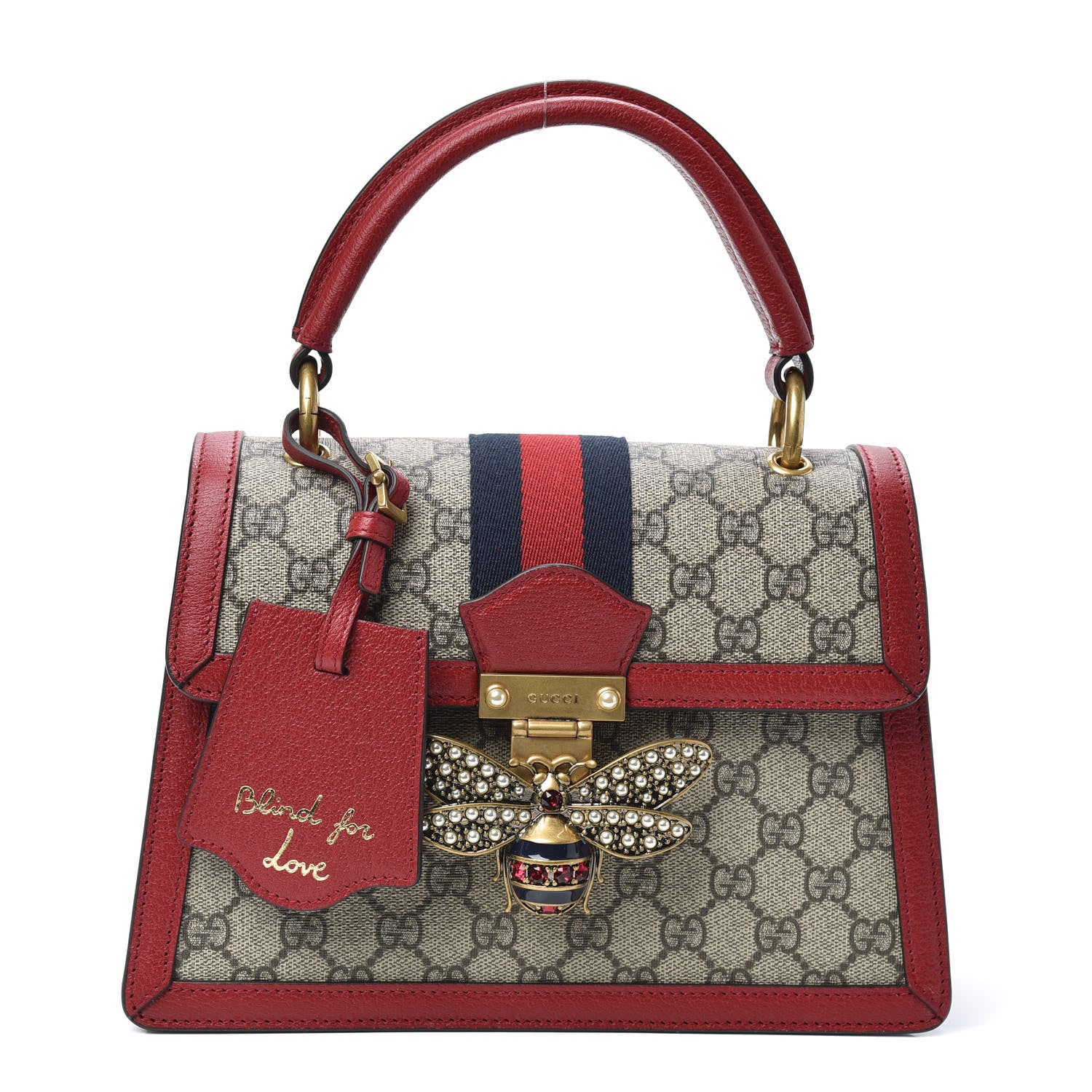 Gucci GG Supreme Monogram Small Queen Margaret Top Handle Bag Red 1 of 8