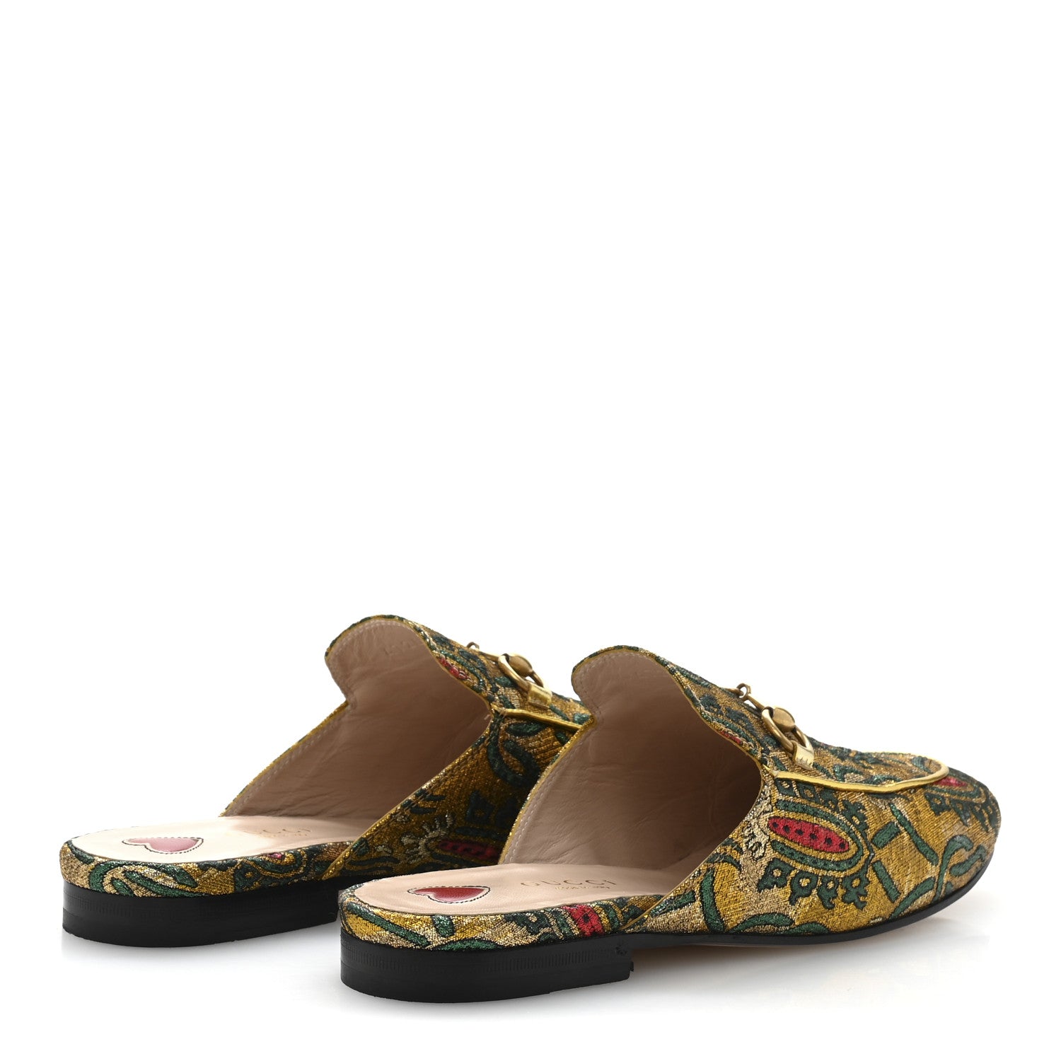 Gucci Iridescent Brocade Womens Princetown Slippers 36 Gold Multicolor 5 of 10