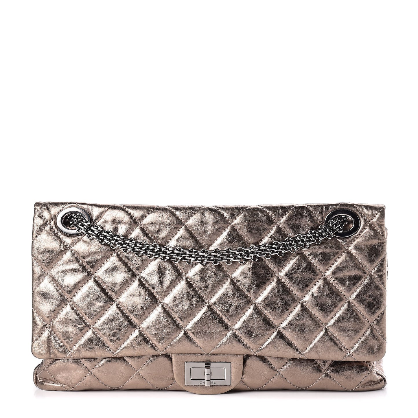 Metallic Aged Calfskin Quilted 2.55 Reissue 228 Flap Pewter