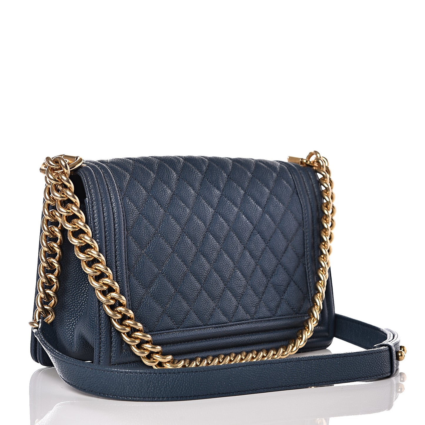 Caviar Quilted Medium Boy Flap Blue