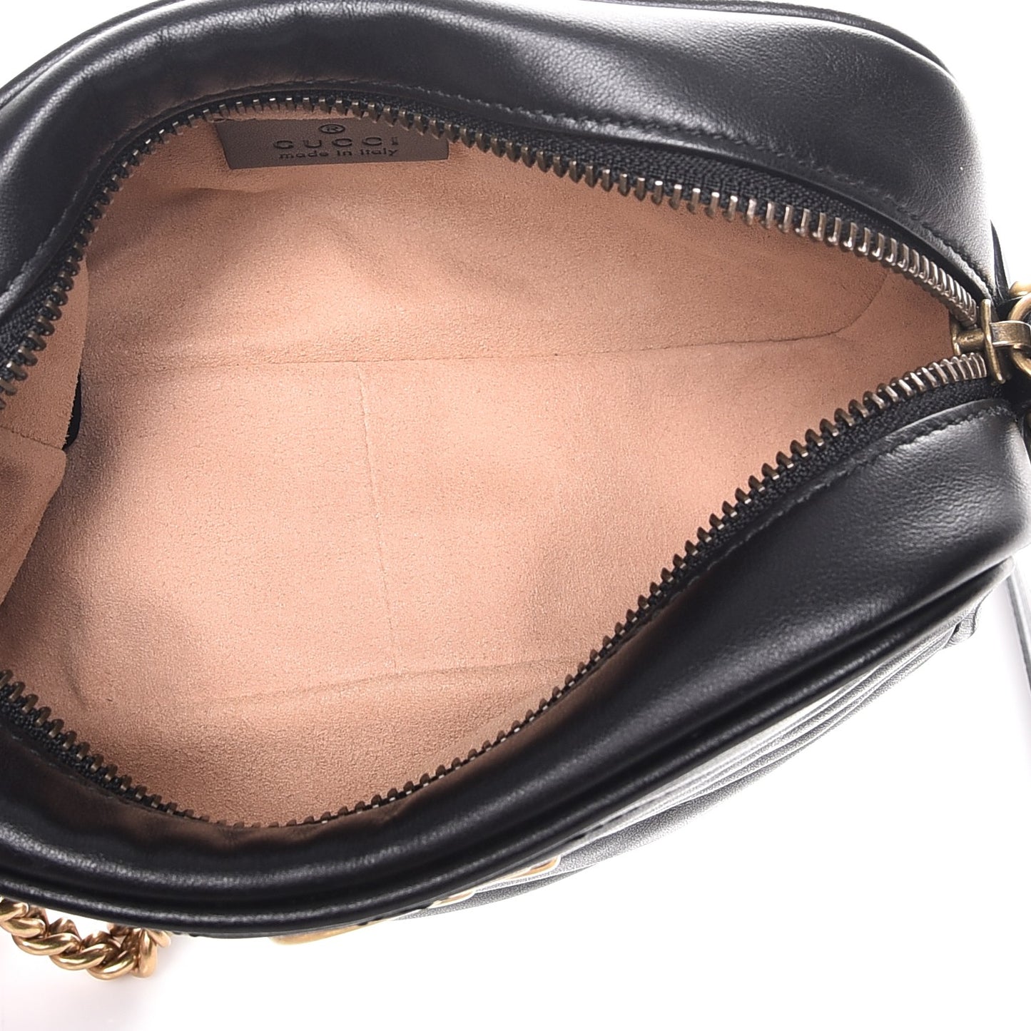 Calfskin Matelasse Mini GG Marmont Chain Shoulder Bag Black