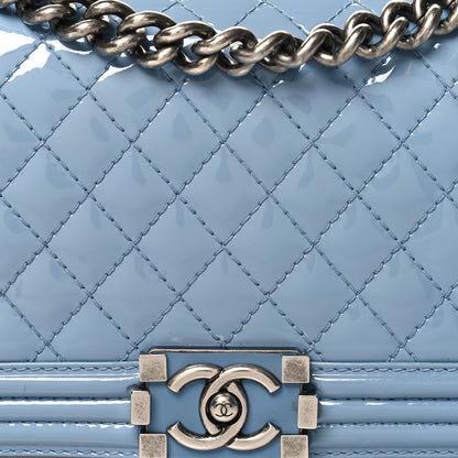 Chanel Patent Calfskin Medium Plexiglass Boy Flap Light Blue 8 of 10