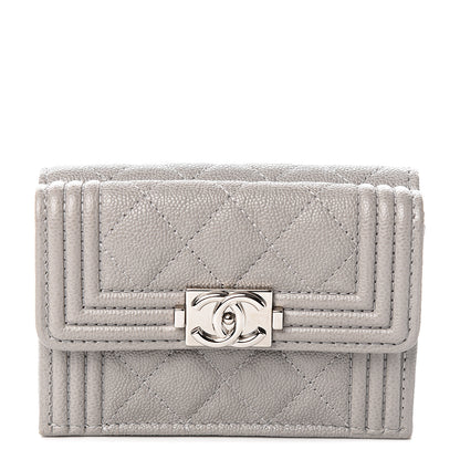 Chanel Iridescent Caviar Quilted Small Boy Flap Wallet Grey 1 of 8