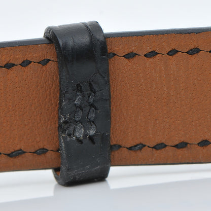Hermes Stainless Steel Alligator Diamond Mother of Pearl 20mm Kelly Cadena Quartz Watch Noir 6 of 8