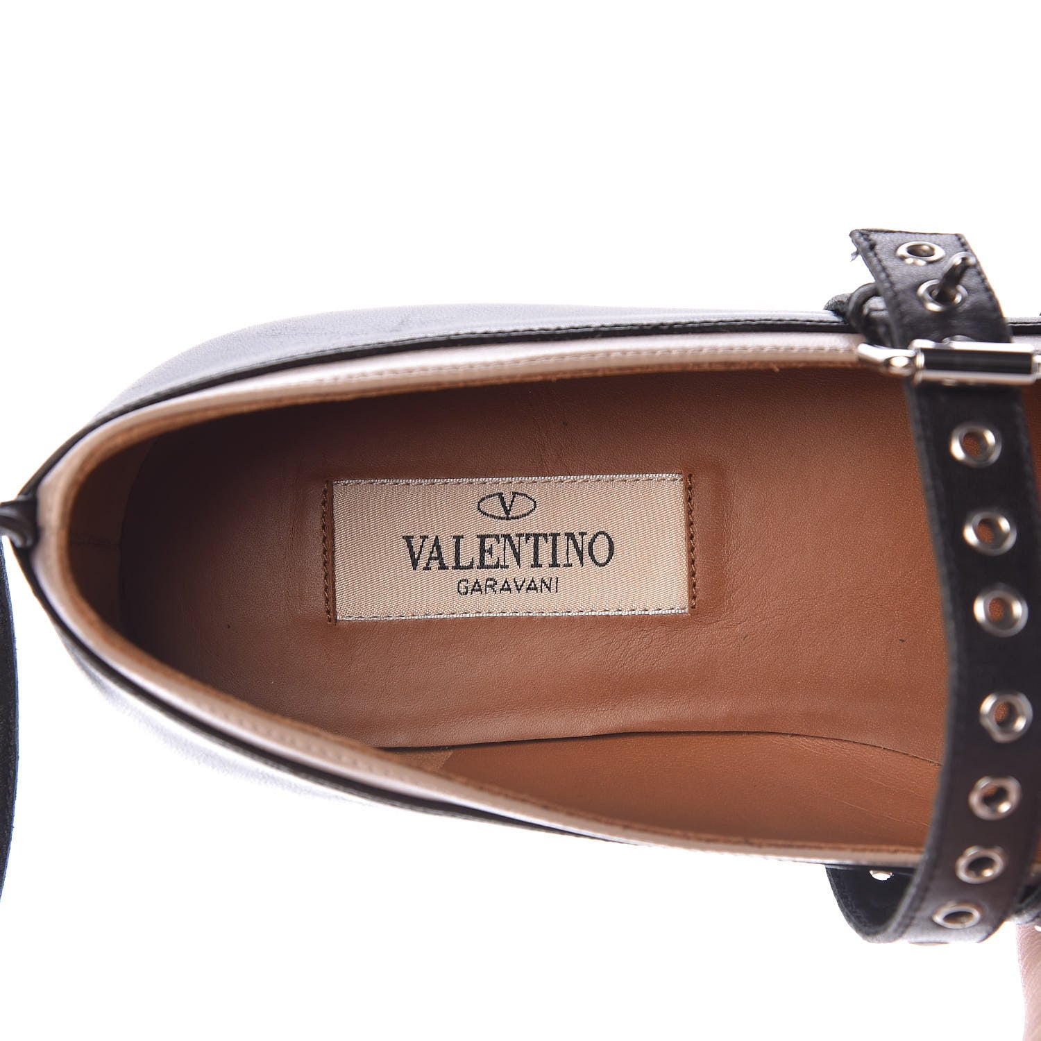 Valentino Garavani Calfskin Love Latch Ankle Strap Ballet Flats 37 Black Poudre 6 of 10