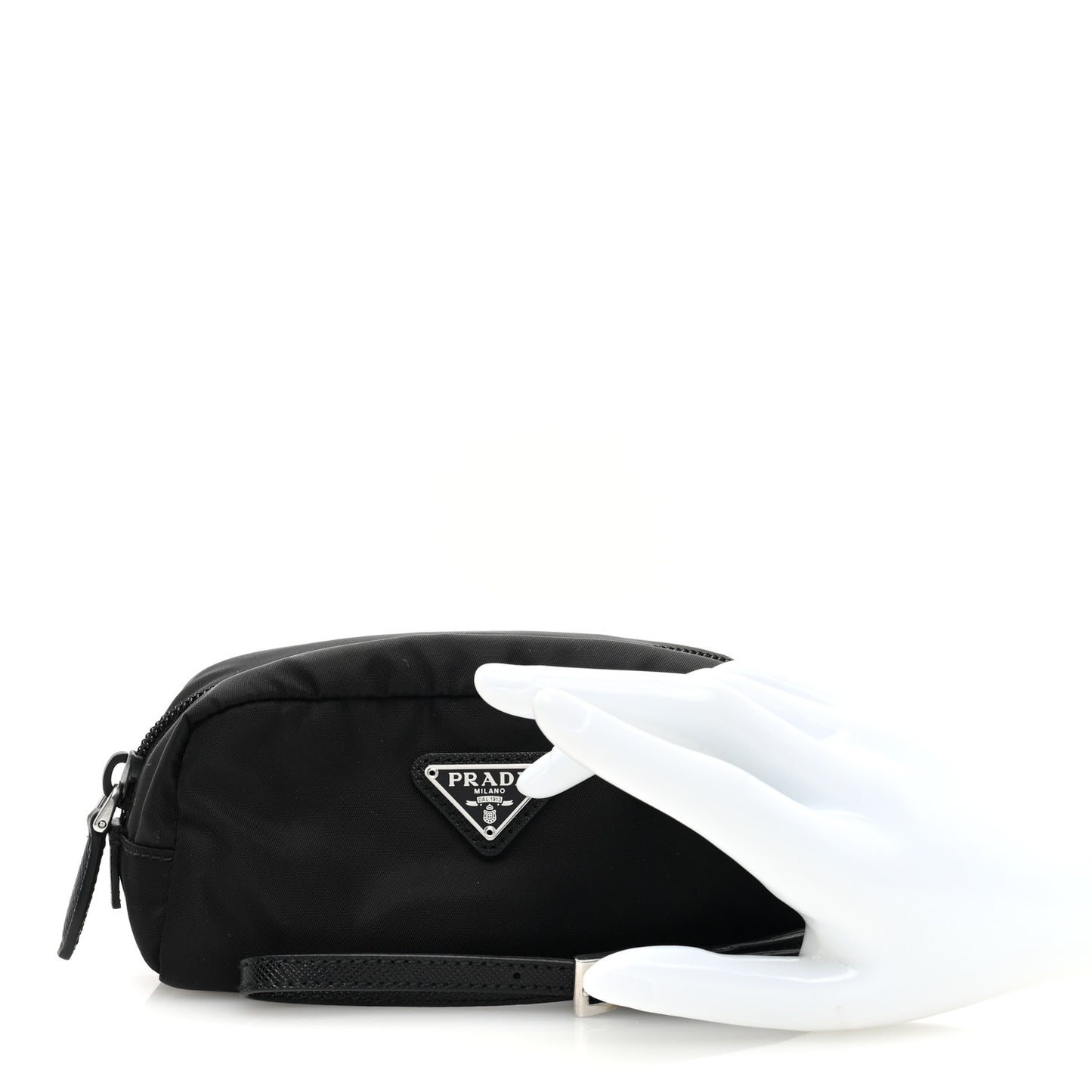 Tessuto Nylon Vela Saffiano Wristlet Black