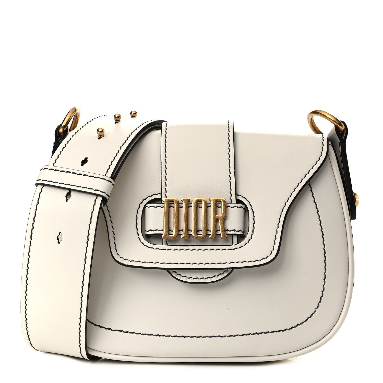 Christian Dior Calfskin Mini D Fence Saddle Bag White 1 of 5