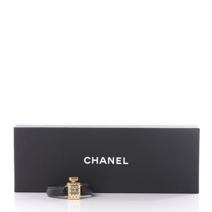 Chanel Calfskin Crystal Perfume Bottle CC Bracelet S Black 5 of 5