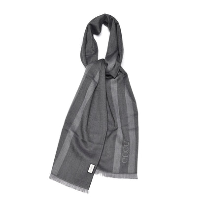 Gucci Wool Logo Ombre Fringe Scarf Grey 1 of 4