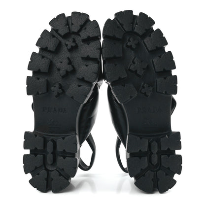 Prada Nappa Soft Metal Triangle Logo Padded Monolith 55mm Slingback Sandals 41 Black 5 of 9